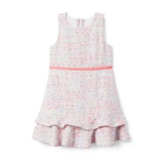 Janie and Jack pink tweed boucle ruffle dress